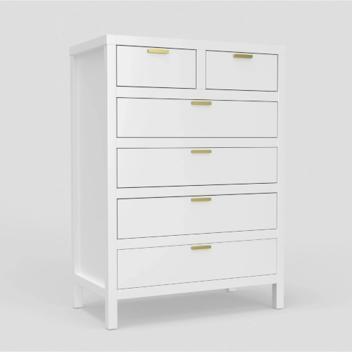 Carmel 6-Drawer Chest in White Wood