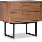 Allison Nightstand in Chestnut Finish Wood & Metal