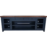 Harbor Bay TV Stand Console in Midnight Blue & Walnut Finish