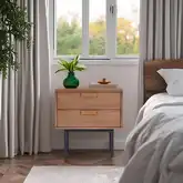 Allison Nightstand in Chestnut Finish Wood & Metal