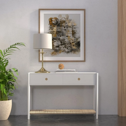 Cleo Console Table in Coconut Milk White Finish