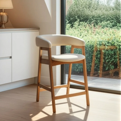 Cove Counter Height Chairs in Natural Wood & Neutral Fabric (Set of 2)