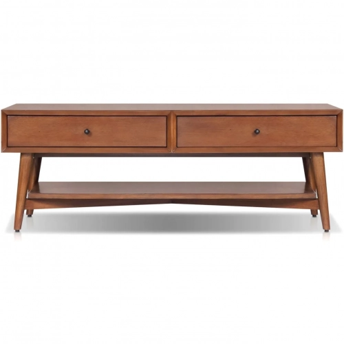 Flynn 2 Drawer Coffee Table in Chestnut Brown Finish