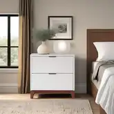 Kara Nightstand in Ivory & Woof Finish