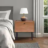 Kyra Nightstand in Chestnut Brown Finish Wood & Metal