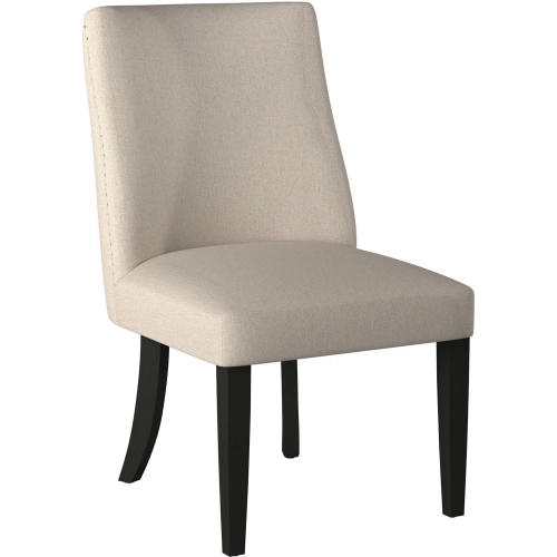 Live Edge Parson Dining Chair in Cream Fabric & Black Wood (Set of 2)