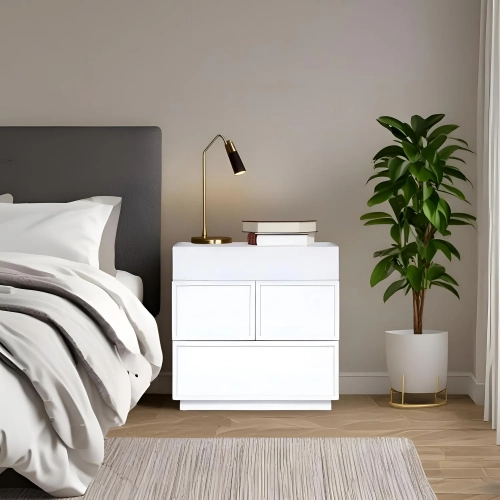 Luca Nightstand in White Finish Wood