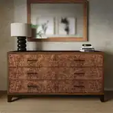 Owen 6 Drawer Dresser in Walnut Finish & Mappa Burl Veneer