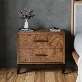 Owen 2 Drawer Nightstand in Walnut Finish & Mappa Burl Veneer