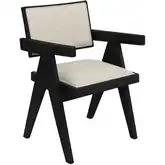 Raquel Dining Chairs in Black Wood & Neutral Fabric (Set of 2)