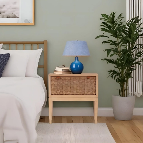 Roxanna Nightstand in Wood & Seagrass