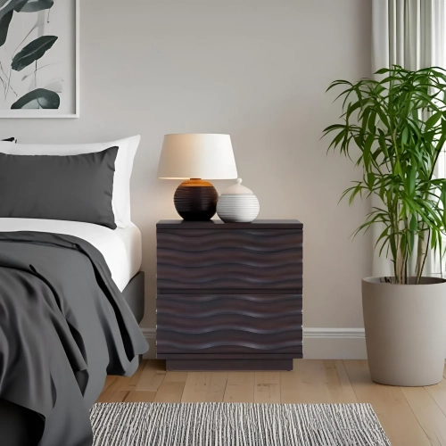 Ruby Nightstand in Antique Brown Finish Wood