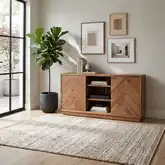 Russo 60" Sideboard in Herringbone Honey Walnut Finish Wood