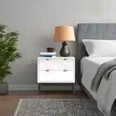 Wilma Nightstand in White Finish Wood & Metal