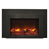 Deep Insert Electric Fireplace w/ Black Steel Surround & Overlay