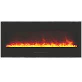 Wall-Mount LED Fire Effect Electric Fireplace w/ 50" Black Glass Frame & Log Set