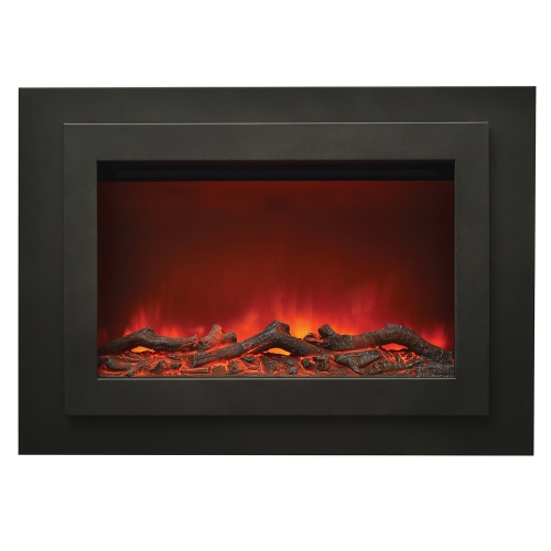 Zero Clearance LED Fire Effect Electric Fireplace with 37" x 26" Black Steel Surround