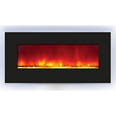 Wall-Mount or Built-In LED Fire Effect Electric Fireplace w/ 44" Black Glass Frame & Ambient Light