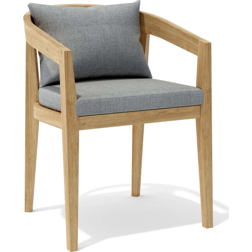 Toscana Outdoor Dining Arm Chair in Solid Teak Wood and Sunbrella Fabric