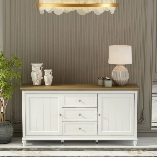 Chenon Sideboard in White and Brown Wood Finish