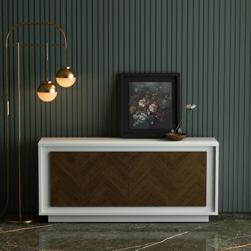 Paraggi Sideboard in White Paint Wash with Mahogany Veneer