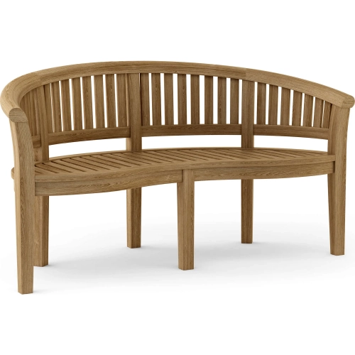Curve Outdoor 64" Bench in Extra Thick Honey Golden Brown Teak