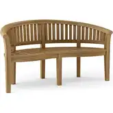 Curve Outdoor 64" Bench in Extra Thick Honey Golden Brown Teak