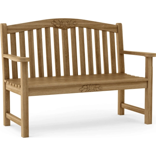 Rose Outdoor 50" Round Bench in Honey Golden Brown Teak