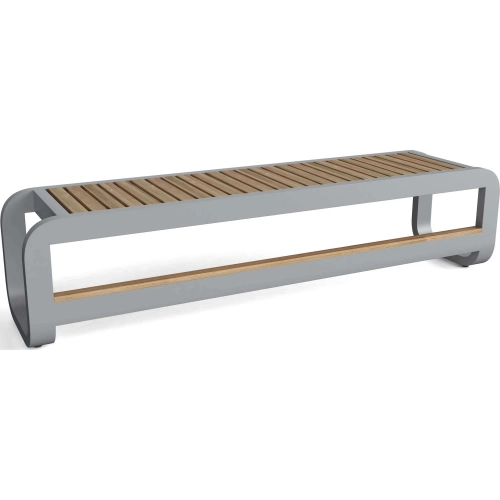 Monza Outdoor Bench in Powder Coated Dark Gray Aluminum & Teak
