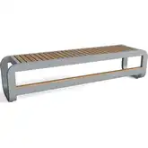 Monza Outdoor Bench in Powder Coated Dark Gray Aluminum & Teak