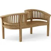 Curve Outdoor Loveseat in Honey Golden Brown Teak