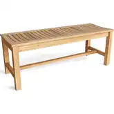 Casablanca Outdoor 48" Backless Bench in Honey Golden Brown Teak