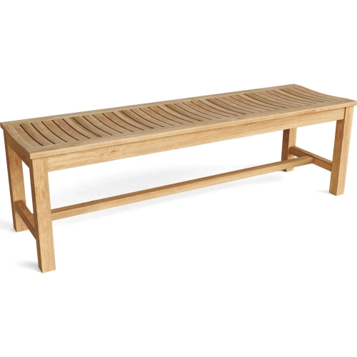 Casablanca Outdoor 59" Backless Bench in Honey Golden Brown Teak