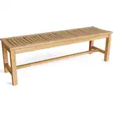 Casablanca Outdoor 59" Backless Bench in Honey Golden Brown Teak