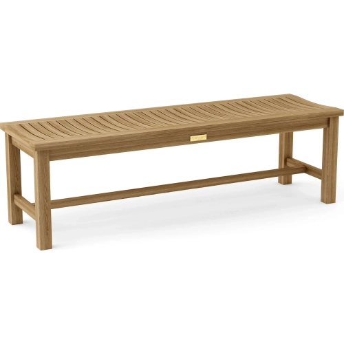 Madison Outdoor 59" Backless Bench in Honey Golden Brown Teak