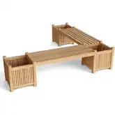 Planter Outdoor Bench Set in Honey Golden Brown Teak