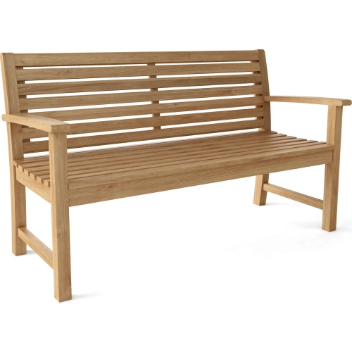 Victoria Outdoor 59" Bench in Honey Golden Brown Teak