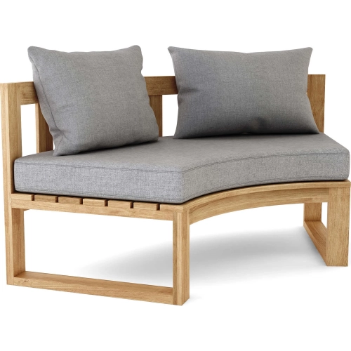 Circular Outdoor Modular Deep Seating Curved Bench in Teak & Cushion