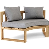 Circular Outdoor Modular Deep Seating Curved Bench in Teak & Cushion