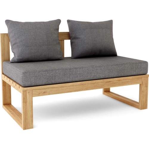 Circular Outdoor Modular Deep Seating Straight Bench in Teak & Cushion