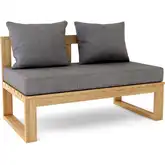 Circular Outdoor Modular Deep Seating Straight Bench in Teak & Cushion