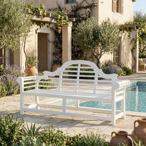 Marlborough Outdoor 78" Bench in Distressed White Mahogany