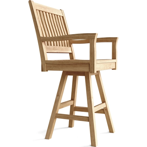Rialto Outdoor Swivel Bar Armchair in Honey Golden Brown Teak