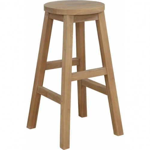 Alpine Outdoor Round Counter Stool in Honey Golden Brown Teak