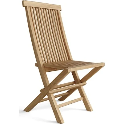 Classic Outdoor Folding Chair in Honey Golden Brown Teak (Set of 2)