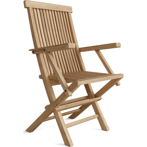 Classic Outdoor Folding Armchair in Honey Golden Brown Teak (Set of 2)