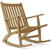 Modern Outdoor Rocking Armchair in Honey Golden Brown Teak