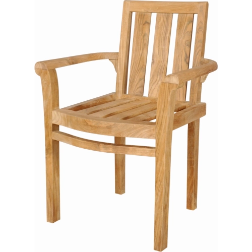 Classic Outdoor Stackable Armchair in Honey Brown Teak (Set of 4)