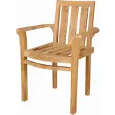 Classic Outdoor Stackable Armchair in Honey Brown Teak (Set of 4)