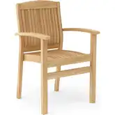 Sahara Outdoor Stackable Dining Armchair in Honey Golden Teak (Set of 4)